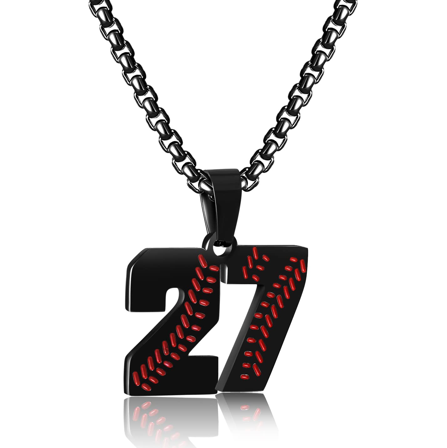 HSWYFCJY Personalized Baseball Number Necklace for Boys 0-99 Athletes Jersey Number Stainless Steel Baseball Team Charms Pendant Baseball Gifts for Men