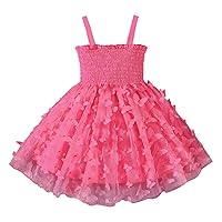 Girls Dress Rose Flower 3D Butterfly Tulle Princess Dress Dance Party Dresses Clothes Baby Girls Dress