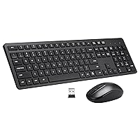 Wireless Keyboard and Mouse Combo, 2.4G Silent Cordless Keyboard Mouse Combo for Windows Chrome Laptop Computer PC Desktop, 106 Keys Full Size with Number Pad, 1600 DPI Optical Mouse (Black)