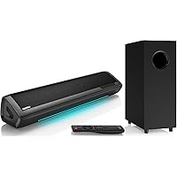 Saiyin Sound Bars for TV with Subwoofer, 2.1 Deep Bass Small Soundbar Monitor Speaker Home Theater Surround System PC Gaming Bluetooth/AUX/Optical Connection, Wall Mountable 17-inch