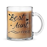 Best Aunt Ever Glass Mug, Best Aunt Ever Gifts, Aunt Coffee Mug Birthday Mothers Day Gifts for Aunt from Nephew Niece 11 OZ with Gift Box