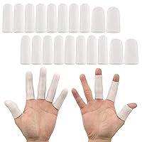ANCIRS Gel Finger Support Protector Gloves, Gel Finger Cots/Covers - Different Sizes Silicone Fingertips for Hands Cracking, Eczema Skin (20pcs White)