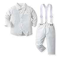 Toddler Dress Suit Baby Boys Clothes Sets Bowtie Shirts Suspenders Pants 4pcs Gentleman Outfits Suits 6 Month 6 Years