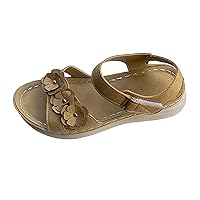 Buckle Sandals for Women Platform Decorative Open Toe Hook Loop Flat Sandals Platform Sandals for Women Casual Summer