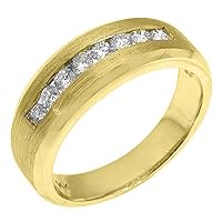 14k Yellow Gold Mens Brilliant Round 8-Stone Diamond Ring .65 Carats
