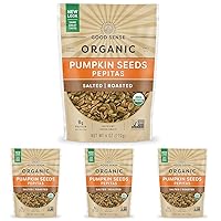 Good Sense Roasted & Salted Organic Pumpkin Seeds (Pepitas), Non-GMO & All Natural, 6 Ounce Resealable Bag (Pack of 4)