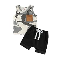 Karwuiio Toddler Baby Boys Outfit Sleeveless Vest Tank Tops Casual Shorts Sets 2PCS Summer Baby Clothes