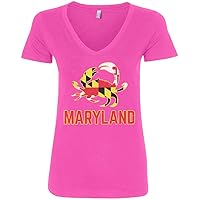 Threadrock Women's Maryland State Flag Crab Emblem V-Neck T-Shirt