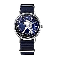 Aquarius Zodiac Sign Design Nylon Watch for Men and Women, Constellation Astrological Theme Wristwatch, Astrology Lover Gift