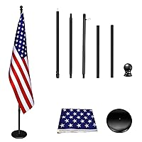Indoor Flag pole with Base,Telescoping Flag Pole 6FT-8FT, Flagpoles Rotate 360 Degrees, 3X5ft American Flag. Suitable for Office, Auditorium, School, Use(Black-US)