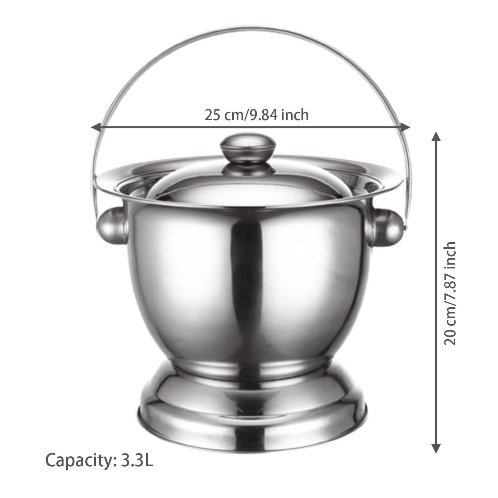 Hajimia Chamber Urinary with Cover 3.3L Stainless Steel BALMON SPITON Metal Cube Bedpan Urine for Elderly Adult Children