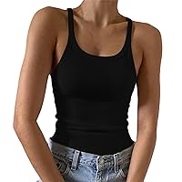 SNKSDGM Womens Tank Tops Summer T-Shirts Sleeveless Halter Neck Casual Outfits 2024 Loose Racer Back Camisoles Tunic Blouse