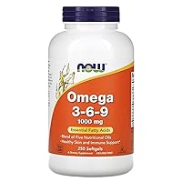 NOW Supplements, Omega 3-6-9 1000 mg with a blend of Flax Seed, Evening Primrose, Canola, Black Currant and Pumpkin Seed Oils, 250 Softgels