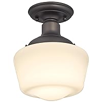 Westinghouse 6342200 Scholar One-Light Indoor Semi-Flush Ceiling Fixture, Oil Rubbed Bronze Finish with White Opal Glass, 11.42