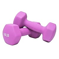 Set of 2 each 10 lb Purple Neoprene Coated Dumbbells Pair Hand Weights All-Purpose, Home Gym, Exercise 20 LB total neoprene set