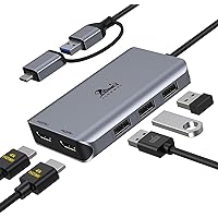 LIONWEI USB 3.0 to Dual HDMI Docking Station for Windows & macOS, USB C Adapter 2 Monitor Splitter for MacBook Pro/Air/M1/M2/Dell/HP/Lenovo/Surface