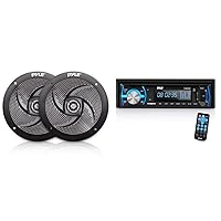 Pyle Marine Speakers (5.25 Inch) and Bluetooth Stereo Radio - Waterproof Outdoor Audio System