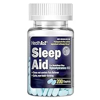 HealthA2Z Sleep Aid 200 Caplets | Diphenhydramine HCl 25mg | Regular Strength Sleeping Pills | Safe & Non-Habit-Forming