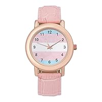 Transgender Paisley Flag Fashion Leather Strap Women's Watches Easy Read Quartz Wrist Watch Gift for Ladies