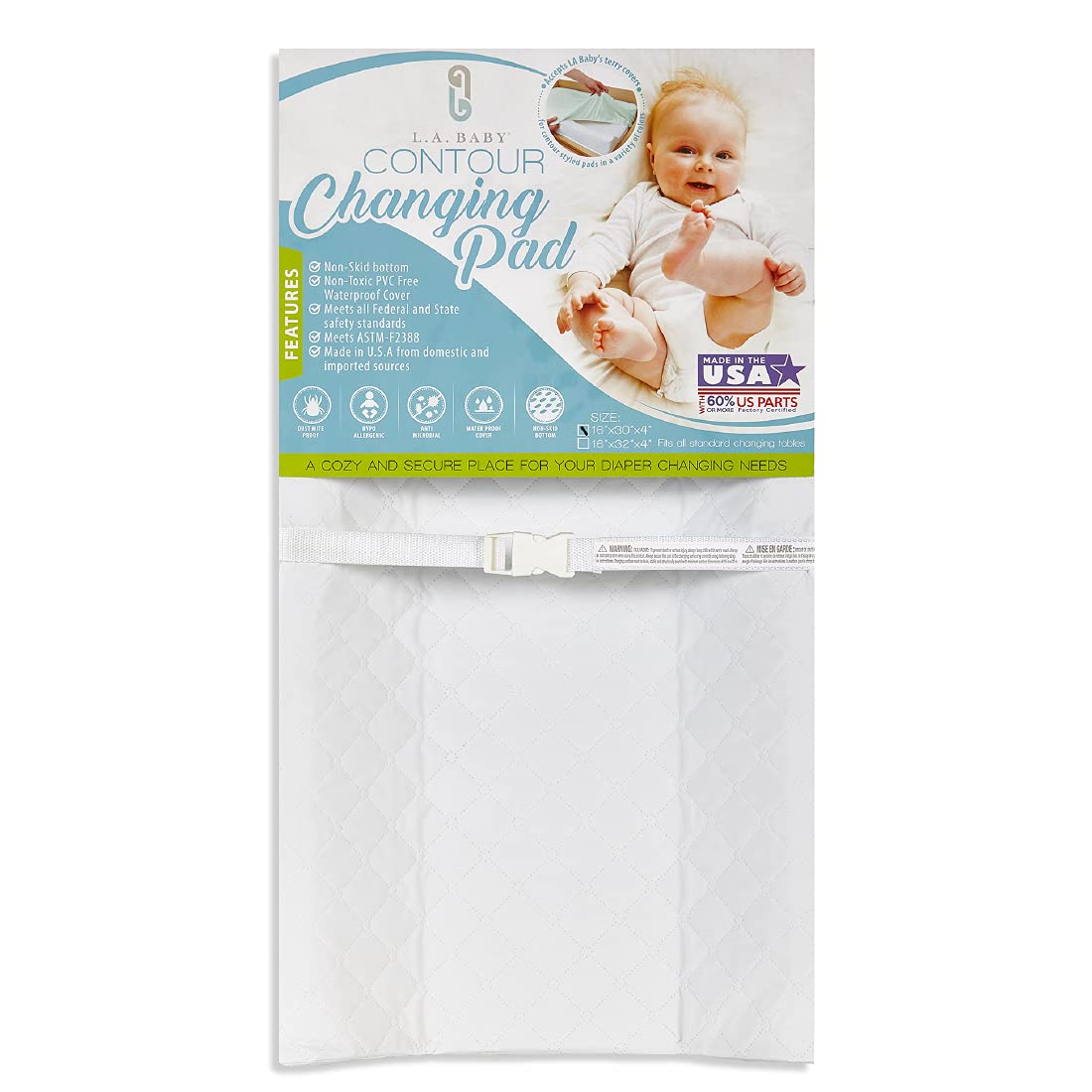 LA Baby Contoured Waterproof Diaper Changing Pad, 32