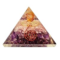 Nirdesh Extra Large Orgonite Pyramid E-Protection Amethyst & Rose Quartz Penticle Crystal Orgone Pyramid 60-70 MM