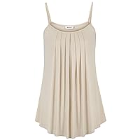 BEPEI Women Loose Casual Summer Pleated Flowy Sleeveless Camisole Tank Tops