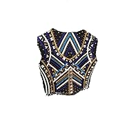 Women's Stretched Western Show Vest Perfect for Horse Ridding (Black & Blue) - TSEQP_024