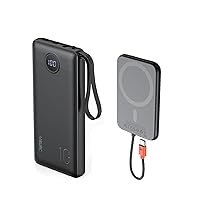 VRURC Portable Charger with Built in Cable, 10000mAh and 5000mAh(Black+Black)