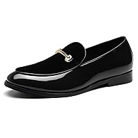 Fashion Loafers Men Dress Suede Patent Leather Driving Flats Slip on Moccasins Casual Shoes
