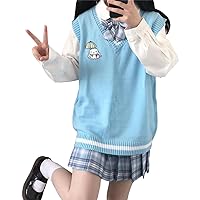 My Melody Sweater Vest Women V Neck Knit Sweaters Girls School Uniform Anime Sleeveless Pullover Tank Tops