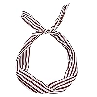 Women Twist Bow Wire Headbands Stripe Printed Wrap Hair Accessory Girls Hairbands (Coffee)