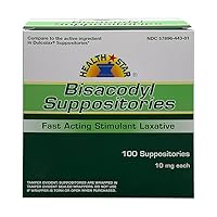 Bisacodyl Suppositories 10mg, Fast-Acting Laxative for Constipation Relief Rectal Suppository for Adults- Stool Softener Medicated Suppositories- Daily Stimulant Laxative (100 Count)