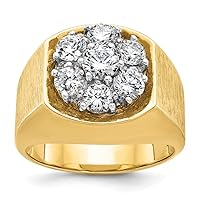 14k Two-tone Gold Polished and Satin 2ct Diamond Complete Ring for Mens
