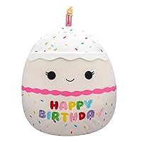 Original 14-Inch Lyla Vanilla Birthday Cake with Rainbow Sprinkles Embroidery - Official Jazwares Large Plush