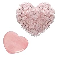 Rose Quartz Crystal Chips 1lb & 1Pcs 60mm Rose Quartz Heart