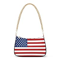 Shoulder Bags for Women American US Flag Independence Day Patriotic Hobo Tote Handbag Small Clutch Purse with Zipper Closure
