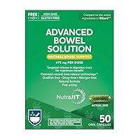 Rite Aid NutraJIT Advanced Bowel Solution Capsules - 475mg, 50 ct | Helps with Abomindal Discomfort, Constipation, Bloating, and Gas | Gluten and Sugar Free