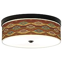 Southwest Sienna Giclee Energy Efficient Bronze Ceiling Light with Print Shade
