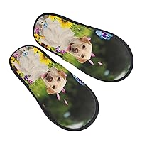 Labrador On The Grass Women'S Winter Plush Home Slippers, Mute Cotton Slippers Flat Slippers Indoor/Outdoor Non-Slip Soles Large