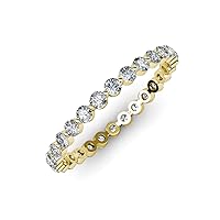 Floating Round Natural Diamond 1 ctw Women Wedding Band Stackable 14K Gold