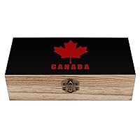Canada Maple Logo Funny Wooden Storage Box with Hinged Lid and Front Clasp Jewelry Gift Boxes for Crafts and Home Decor 8