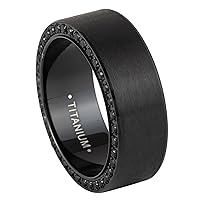 8mm Titanium Ring Wedding Bands for Men and Women Titanium Wedding Ring Personalized Titanium Ring Eternity Cz Ring Sizes 7-12 TRB351