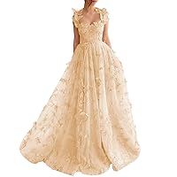 3D Butterflies Tulle Prom Dresses for Teens 2024 Applique Corset Gowns Sweetheart Long Formal Evening Dress with Slit