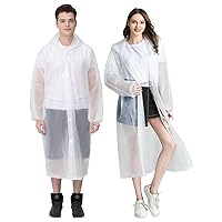 HLKZONE Rain Ponchos for Adults, [2 Pack] Rain Jacket for Women Reusable Rain Coat with Hood and Drawstring