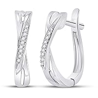 10K White Gold Diamond Fabulous Crossover Hoop Earrings 1/20 Ctw. (200248)