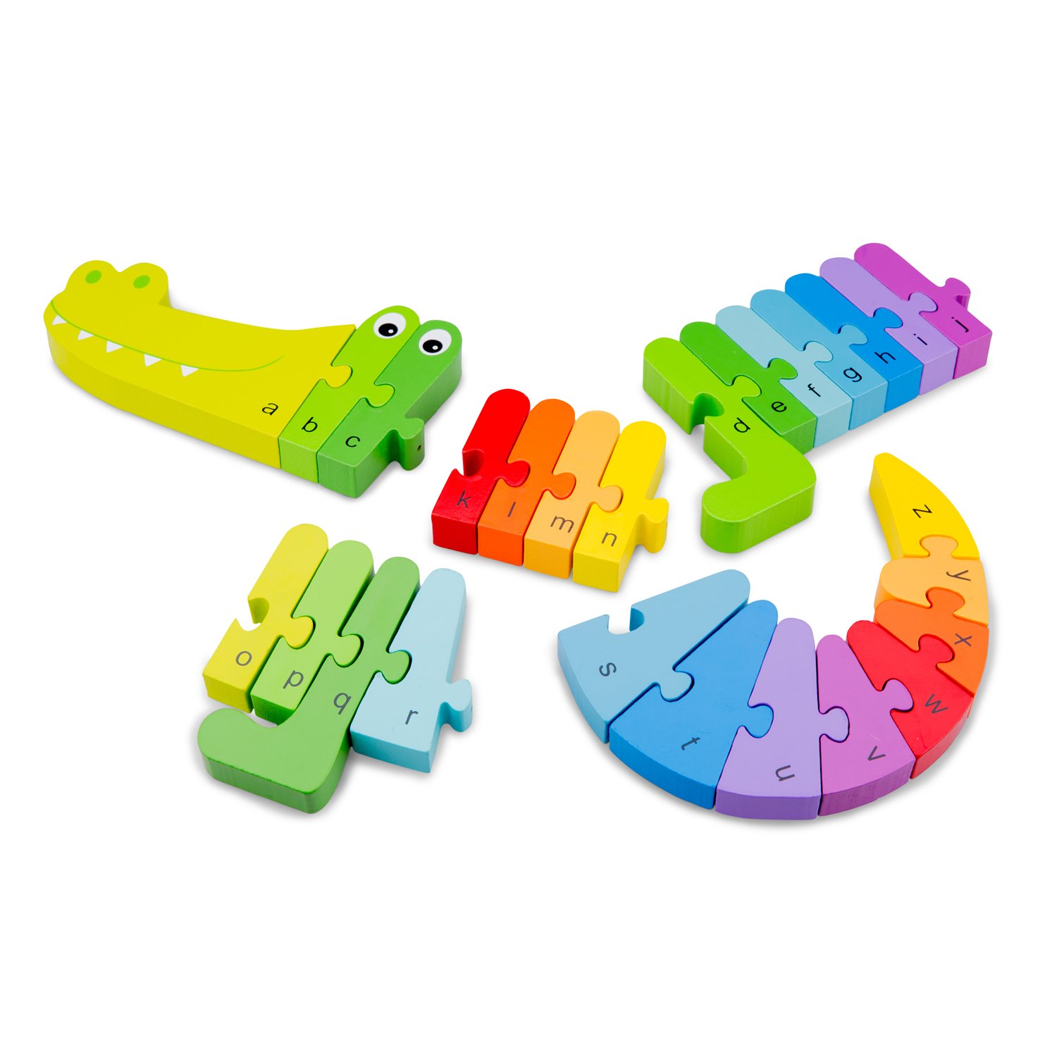 New Classic Toys Alphabet Puzzle Crocodile Educational Wooden Toys for 3 Year Old Boy and Girl Toddlers Learn The Alphabet