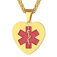 FaithHeart Medical Alert ID Necklace, Stainless Steel/18K Gold Plated Health Emergency Identification Pendant Necklaces Customize Jewelry for Men Women with Delicate Packaging