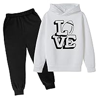 Sweatsuits Set For Boys, Rugby Letter Printed Hoodie And Solid Jogging Sweatpants 2 Piece Outfits Casual Tracksuit