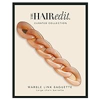 - The Hair Edit Marble Link Baguette - Large Champagne Marble Chain Link Barrette