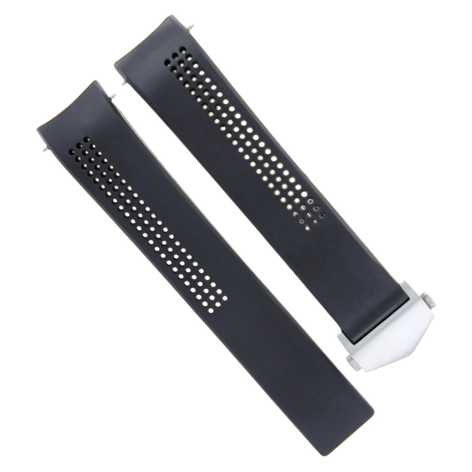 Ewatchparts 22MM RUBBER BAND STRAP COMPATIBLE WITH TAG HEUER CARRERA CALIBRE 5 16 17 WATCH BLACK